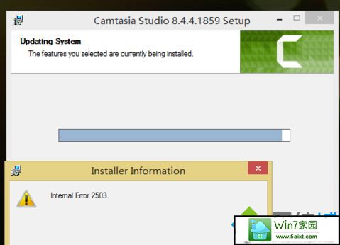 win10ϵͳװCamtasia studioʾintemal Error 2503Ľ